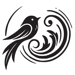 Silhouette of a bird on white background