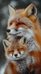 Obraz premium fox family