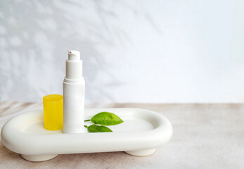 Vitamin C face cream in a marble tray 