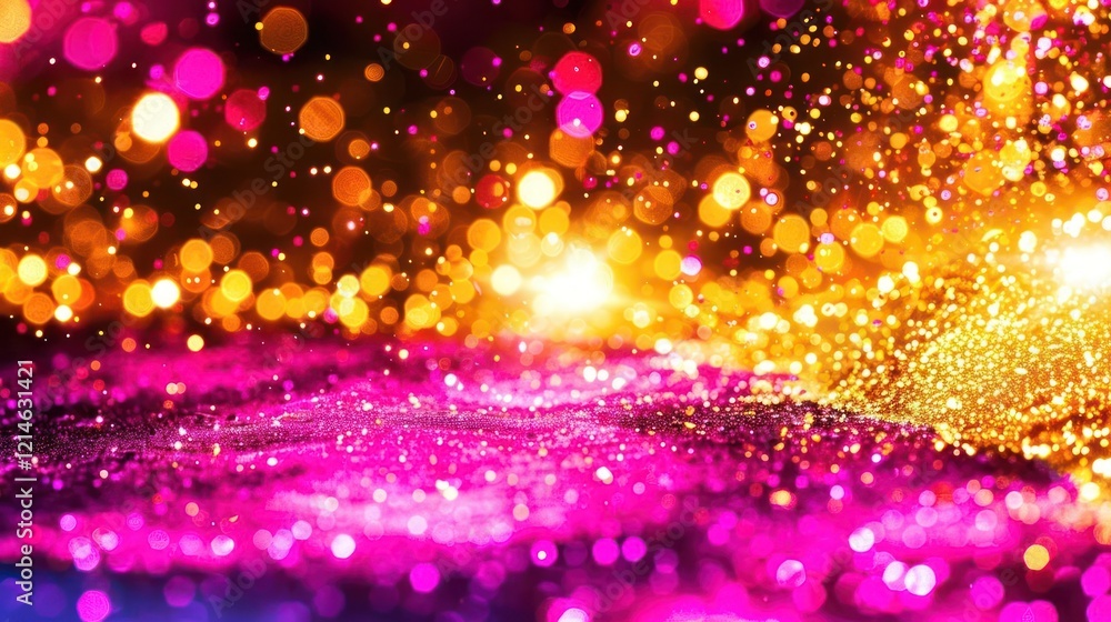 Poster Vibrant abstract background with colorful bokeh lights creating a festive atmosphere