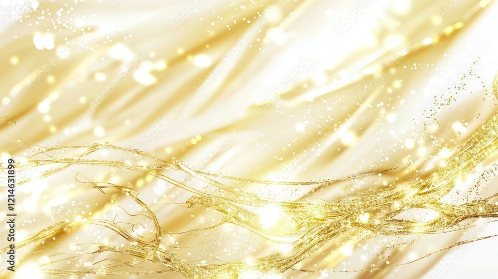 Poster Abstract golden background with shimmering light effects and flowing textures, creating a festive atmosphere