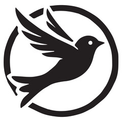 Silhouette of a bird on white background