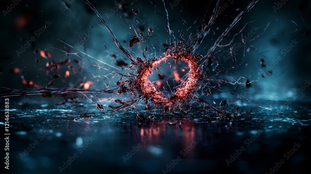 Poster Emotional explosion of boundaries digital space abstract art futuristic environment close-up view power of emotion