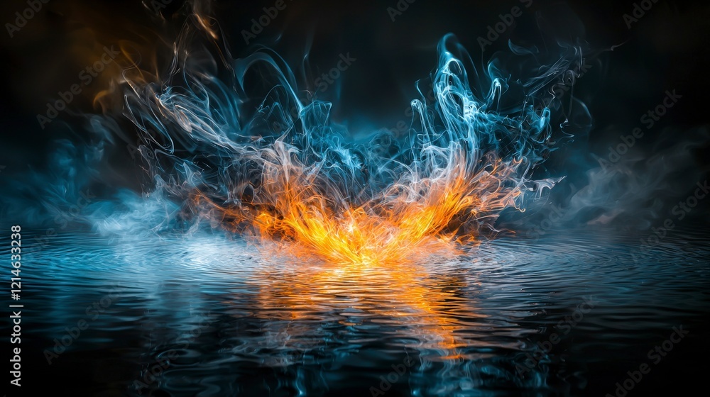 Leinwandbilder ethereal shadowy waves rippling across water abstract art digital creation dark environment dynamic 