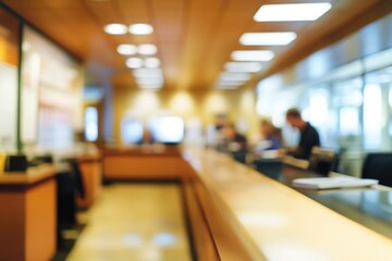 Fototapeta premium People socializing at a busy restaurant counter, blurred background