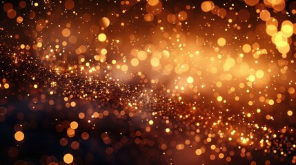 Fototapeta premium Glimmering golden bokeh lights creating a magical atmosphere against a dark backdrop