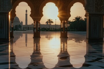 A building's arches at sunset, great for architectural or cityscape photos