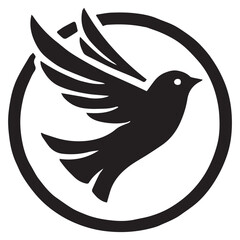 Silhouette of a bird on white background