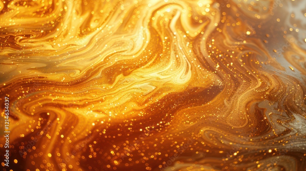 Aufkleber abstract golden swirl with shimmering particles creating a luxurious and vibrant background