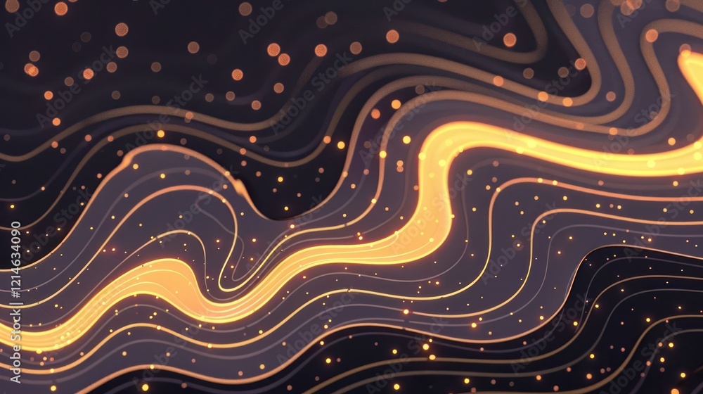 Aufkleber abstract flowing lines with glowing particles on a dark background, creating a dynamic visual effect