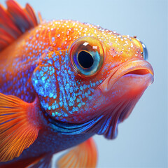 A detailed close-up of a vibrant tropical fish