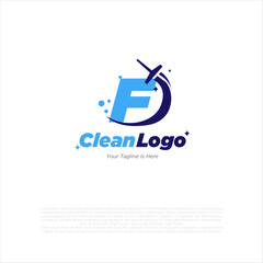 Letter F with windows cleaning logo and swoosh