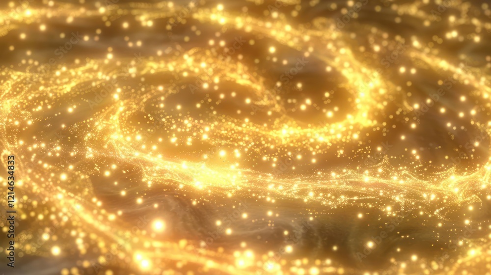 Poster golden swirling patterns of light and energy create a mesmerizing cosmic effect