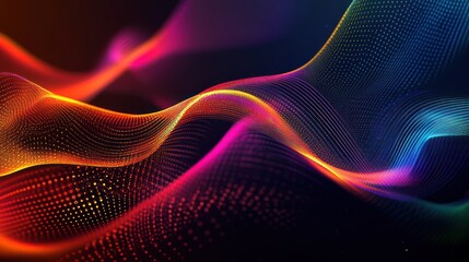 Obraz premium Abstract colorful wave data flow, digital background, tech concept