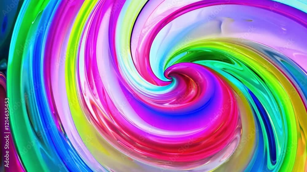 Poster Dynamic colors blend seamlessly in a swirling pattern, showcasing glossy textures. The vibrant movement evokes energy and creativity, ideal for artistic projects.