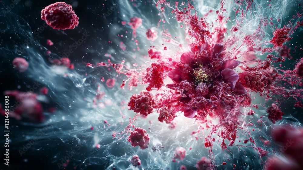 Poster Explosions of thought blossoming in the subconscious abstract digital art surreal environment macro viewpoint
