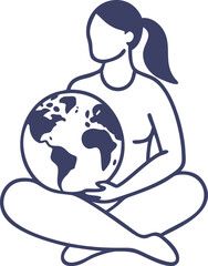 Minimalist Earth and Humanity Connection Vector Design