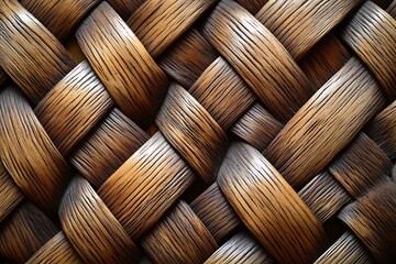 Obraz premium Close-up of intricate woven wood texture