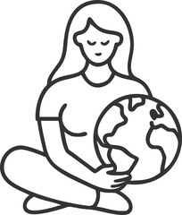 Elegant Woman and Globe Illustration for Eco Campaigns