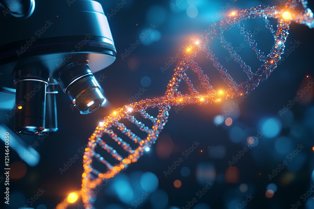 Poster a micro robotic manipulator manipulating the structure of a dna chain with double helix, scientific 