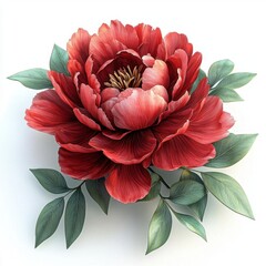 Vibrant Red Peony Flower  3D Render 