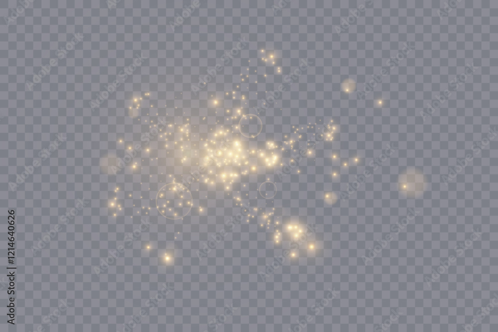 Poster Light effect with lots of shiny shimmering particles isolated on transparent background. Vector star cloud with dust.