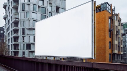An empty billboard on a city bridge with a blank background