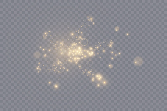 Light effect with lots of shiny shimmering particles isolated on transparent background. Vector star cloud with dust.