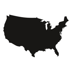Simple Black and White Silhouette Map of the United States