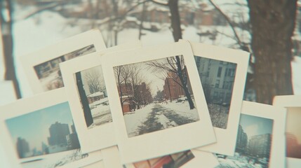 Winter Wonderland Memories on a January Memory Board - Cinematic Polaroids of Joyful Moments | Ultra-Detailed Image