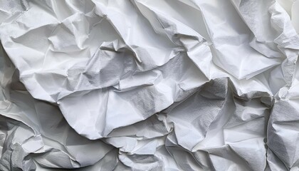 Obraz premium a close up view of crumpled white paper showcasing its textured surface and folds creating a visually interesting pattern