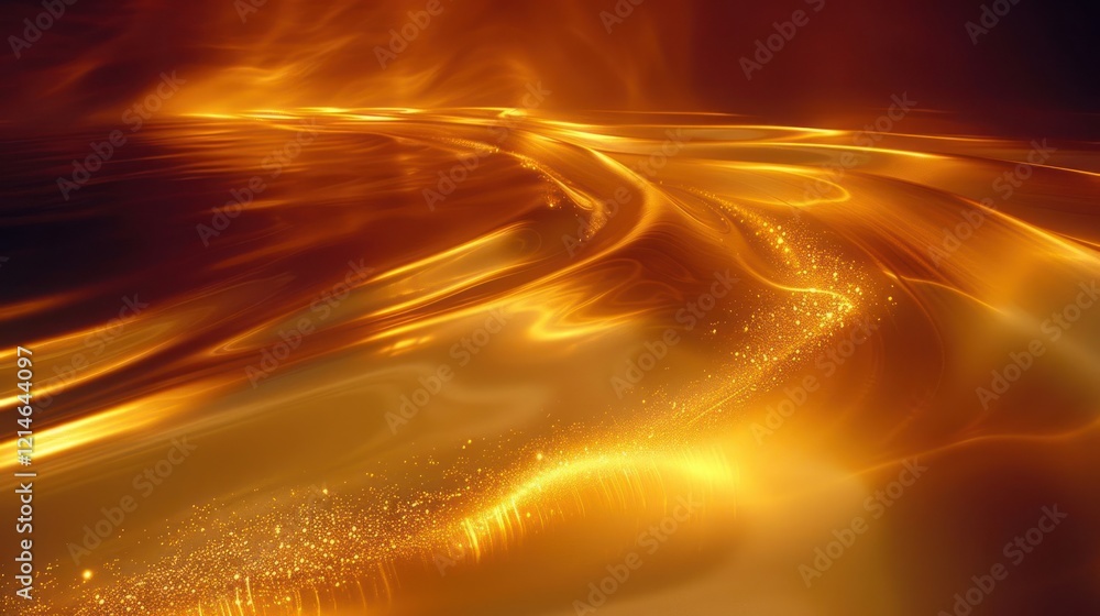 Aufkleber abstract golden waves flowing gracefully, creating a shimmering effect with soft lights