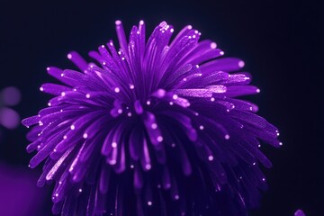 Close-up of a purple flower with water droplets on petals