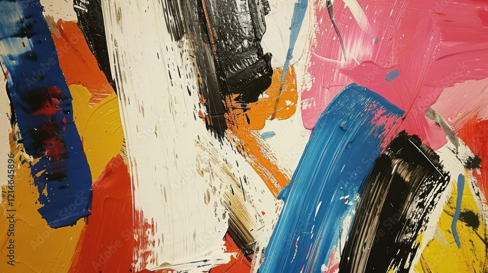 Poster abstract vibrant paint strokes in various colors creating a dynamic visual texture