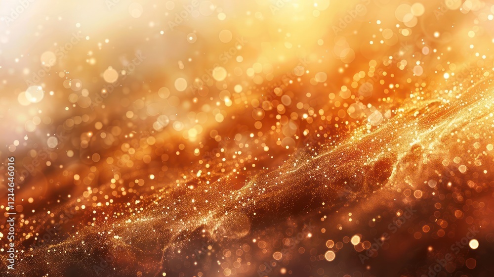 Aufkleber glimmering golden abstract background with sparkling particles and soft bokeh effects