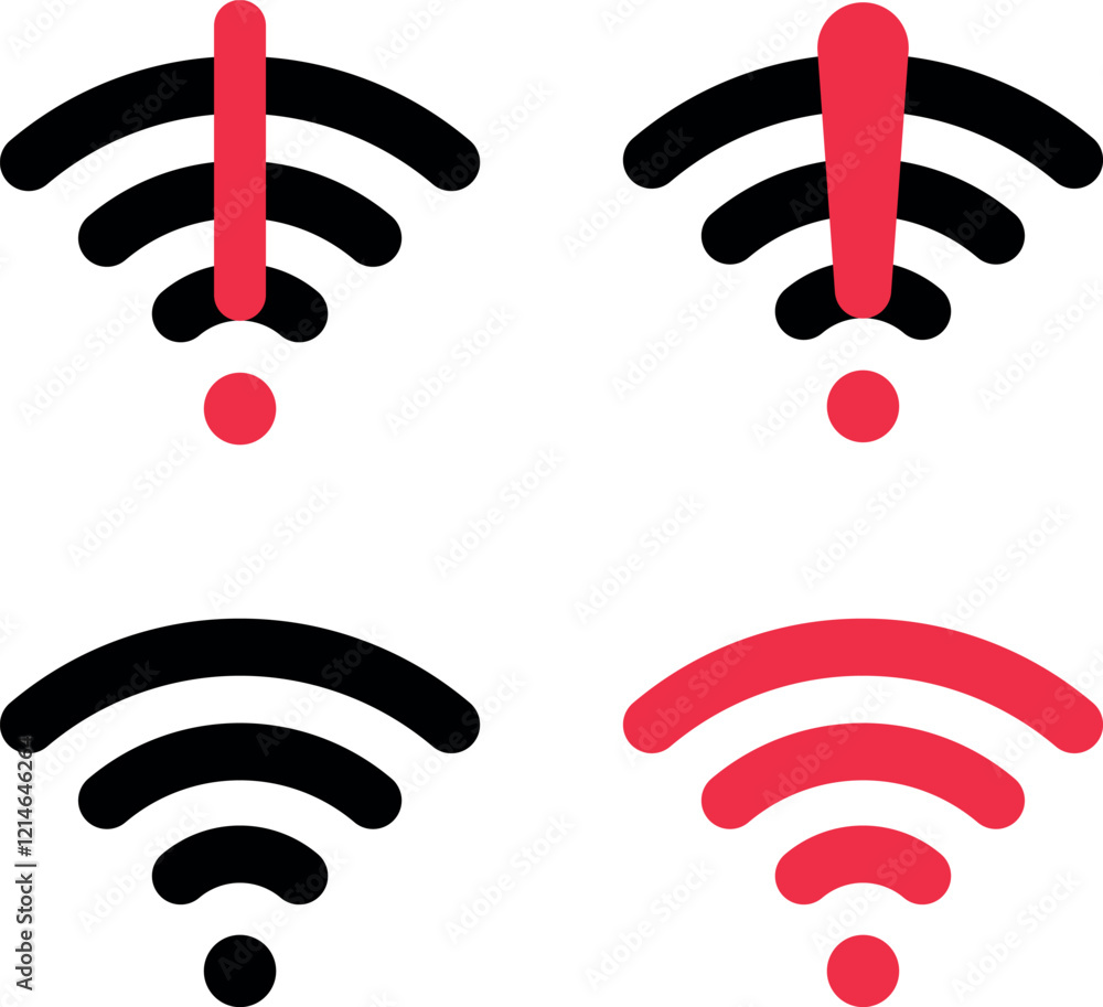 Poster wifi and wireless problem icon , internet error connection warning icon - wi-fi signal sign with exc