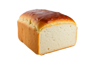 Entire loaf of white bread,PNG,transparent background,crusty exterior,clipart,food advertising.
