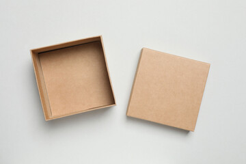 Fototapeta premium Open box on gray background