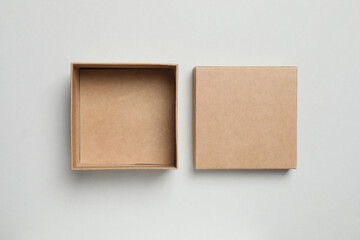 Open box on gray background