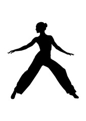 Vector illustration of a silhouette of a dancing woman in black. Stylish and dynamic pose
