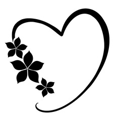silhouette of heart with flowers