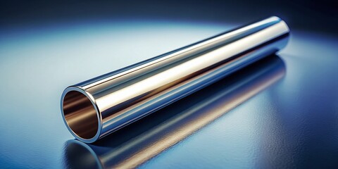 Sleek Chrome Pipe: Minimalist Metal Texture Background Stock Photo