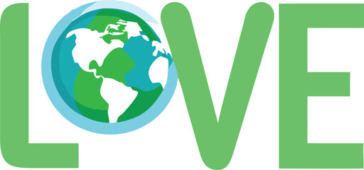 Eco-Friendly LOVE Design Featuring Earth Symbol