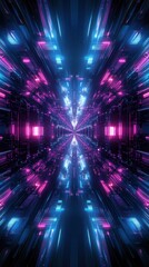 Obraz premium Futuristic neon glass reflections in pink and blue