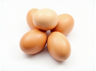 Pile Of Eggs. Chicken Brown Eggs Isolated 
