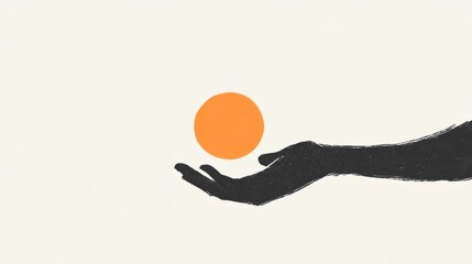 Hand gently holding a vibrant orange sphere.