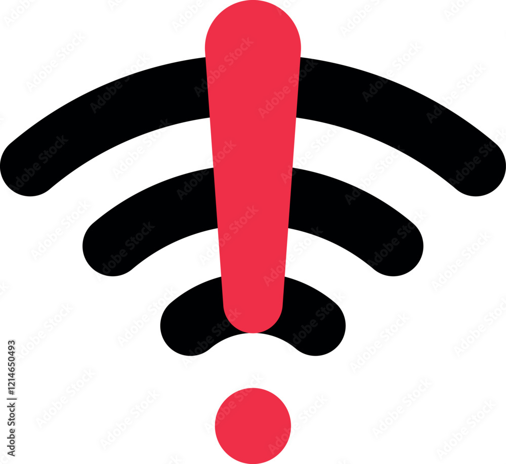 Poster wifi and wireless problem icon , internet error connection warning icon - wi-fi signal sign with exc