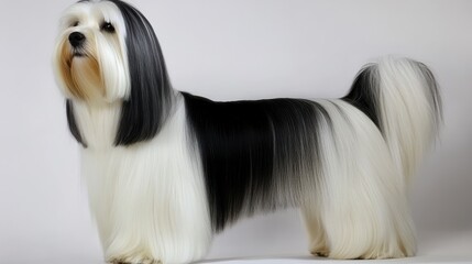 Proud Dog on Competition Stage with Bright Lighting
