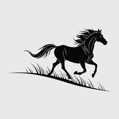 a-horse-galloping-on-an-open-plain image silhouette vector art and illustration
