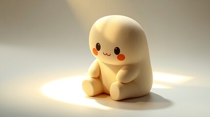 Adorable clay sculpture digital illustration, illuminated by soft light with textured surface details, charming shapes, and diffused shadows enhancing its cuteness.